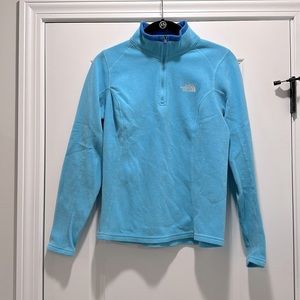 The North Face blue fleece quarter zip pullover